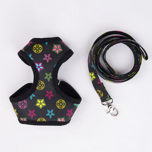 Arnés ajustable de lujo de nailon y PU para perros y gatos, logotipo personalizado, impresión por sublimación, correa de collar de diseñador de moda - Product Image 2