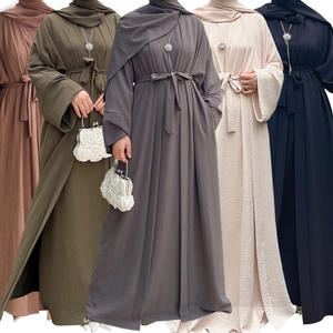 Nuovi modelli 2023 abiti <span class=keywords><strong>Hijab</strong></span> Abaya aperti con abito interno tacchino Dubai solido due pezzi Set di abiti musulmani per donne islamiche - Product Image 2