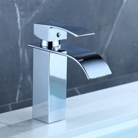Robinet de lavabo cascade Koen de luxe à trou unique, en laiton chromé, monocommande, avec mitigeur à débit contrôlé et cartouche céramique durable, eau chaude