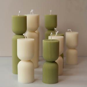 Velas Aromáticas Geométricas de Estilo Nórdico, con Forma de Reloj de Arena, en <span class=keywords><strong>Verde</strong></span> y Crema, para Decoración Minimalista del Hogar - Product Image 1