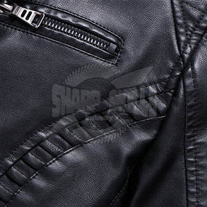 Veste en cuir pour hommes, couleur unie, design personnalisé, à col montant style High Street - Product Image 6