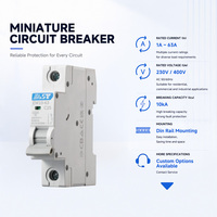 Disjoncteur miniature EAST 1P 25A C25 10kA EM10-63 pour la distribution d'énergie domestique, commerciale et industrielle AC230/400V