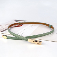 Ceintures en cuir véritable JULUN, fines, à double sangle en cuir, boucle dorée, ceinture élégante pour femmes, accessoire de taille pour tenues habillées