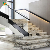 MT STONE - Vente Flash - Quartzite du Brésil - Pierre Naturelle - Marbre Pandora - Marbre Beige - Carreaux d'Escalier - Escalier rétroéclairé