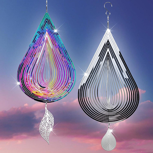 Vent Spinner 3D <span class=keywords><strong>goutte</strong></span> <span class=keywords><strong>d</strong></span>'<span class=keywords><strong>eau</strong></span> <span class=keywords><strong>d</strong></span>écorations suspendues métal acier inoxydable vent Spinner <span class=keywords><strong>d</strong></span>écor pour cour jardin <span class=keywords><strong>balcon</strong></span> intérieur extérieur - Product Image 1