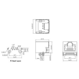 RJ45 PCB ổ cắm nữ 8P8C bảo vệ W/O LED Modular Jack - Product Image 2