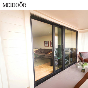Puerta corrediza de <span class=keywords><strong>cristal</strong></span> impermeable de doble acristalamiento moderna Marco de aluminio negro Puerta de patio corrediza múltiple para villas Hoteles - Product Image 3