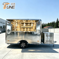 Remorque alimentaire haut de gamme en acier inoxydable, entièrement équipée, cuisine mobile, chariot de restauration, camion de cuisine de rue remorquable à vendre