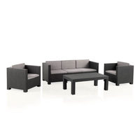 Conjunto de Jardín de Plástico Reciclado - Diva Tropea, Diseño Sostenible y Elegante, Muebles de Exterior, Sofá, Silla y Mesa