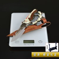 Modèle d'arme artisanale entièrement métallique Delta Force Game Creed Bayonet 26CM, version boîte couleur, étui en cuir véritable, article de cosplay sécurisé