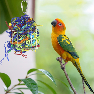 Stainless Steel Bird Foraging Chewing <strong>Parrot</strong> Cage for Macaw African <strong>Grey</strong> Cockatoo Cockatiel Hanging Shredded Paper Foraging <strong>Toy</strong> - Product Image 6