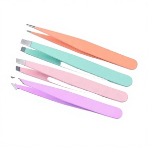Juego de Pinzas para Cejas de Precisión con Punta Inclinada de Acero Inoxidable Ecológico ASAP |   Herramienta de Belleza para Depilación Facial con Recubrimiento de Color Vibrante - Product Image 1