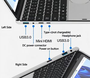 Ordinateur portable YOGA à écran tactile IPS de 11 pouces, rotation à 360 degrés, Intel N150, 16 Go de RAM, 1 To de SSD, Windows 11 Pro, utilisation domestique, directement de l'usine - Product Image 3
