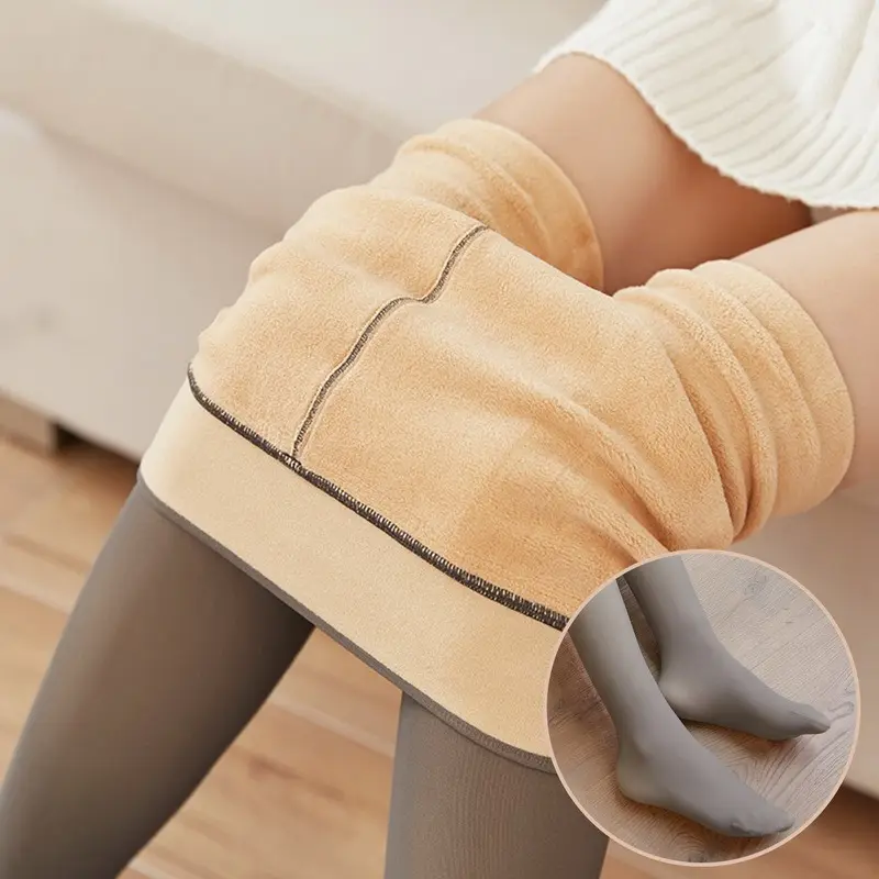 Winter Thick Leggings Sexy Slim Translucent Pantyhose Fleece Lined Tights Thermal Warm Legging For Women