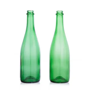 Botella vacía de vidrio verde ámbar, transparente, 500ml