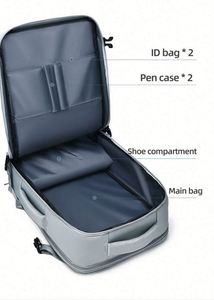 Custom Logo High Quality Large Capacity <b>Compression</b> Expandable Black Storage <b>Bag</b> Business Computer Laptop Backpack for Travel - Product Image 3