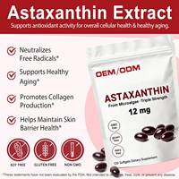 Gélules d'astaxanthine 12 mg en marque blanche OEM/ODM – Supplément antioxydant naturel à base de microalgues, sans OGM et sans gluten