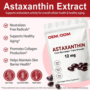 Cápsulas Blandas de Astaxantina 12mg OEM/ODM - Suplemento Antioxidante Natural de Microalgas, Marca Privada, Sin GMO, Sin Gluten - Product Image 3