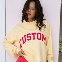 Sweat à capuche surdimensionné en coton pour femme, brodé sur mesure, col rond, tricoté, design de créateur, ensemble unisexe, personnalisation avec logo