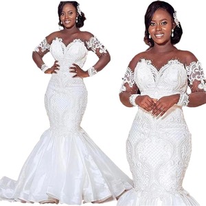African Wedding Dress Mermaid White Lace Sweetheart Neckline Vintage Bridal Gown 3D Decoration - Product Image 2