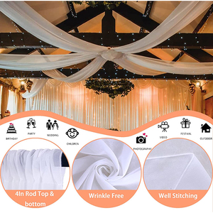 High Quality <b>White</b> <b>Chiffon</b> Curtains Sheer Drapes for Wedding Beautiful Tent Ceiling Drape Backdrop for Window Hospital Hotel Use - Product Image 1