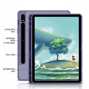 Funda Triple con Función Auto Sleep y Soporte para <span class=keywords><strong>S</strong></span> <span class=keywords><strong>Pen</strong></span> para Tablet Samsung <span class=keywords><strong>Galaxy</strong></span> <span class=keywords><strong>Tab</strong></span> S8 <span class=keywords><strong>Plus</strong></span>, <span class=keywords><strong>S7</strong></span> <span class=keywords><strong>Plus</strong></span>, <span class=keywords><strong>S7</strong></span> FE de 12.4 Pulgadas - Product Image 1