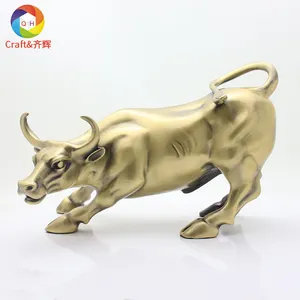 Modelo taurino espanol enfeite de metal, escultura pequena de vaca dourada, bronze dourado, escultura de parede, touro, estátua de decoração
