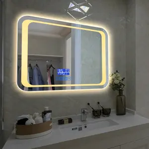Miroir intelligent d'usine, miroir de maquillage de salle de bain étanche à écran tactile avec miroirs de bain à lumière led