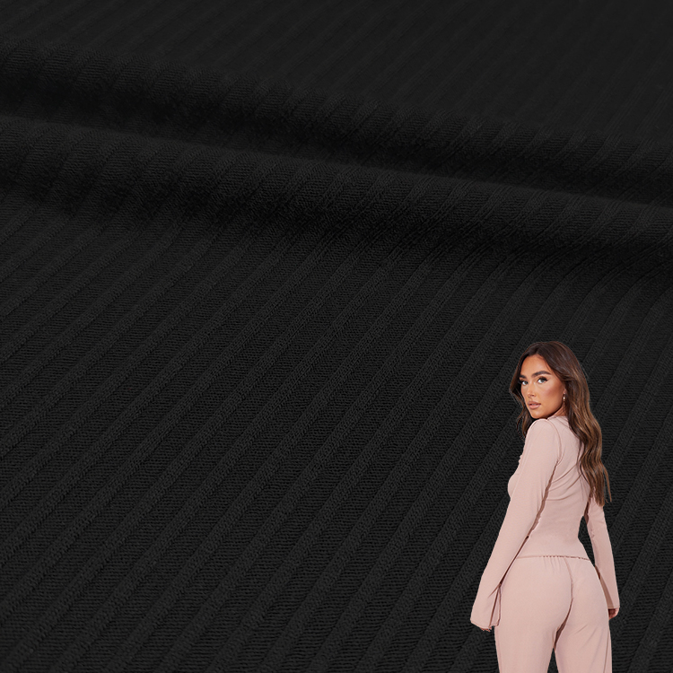 Новая модная эластичная ткань из вискозы, ребристая ткань, однотонная окрашенная трикотажная ткань в рубчик для женских топов/