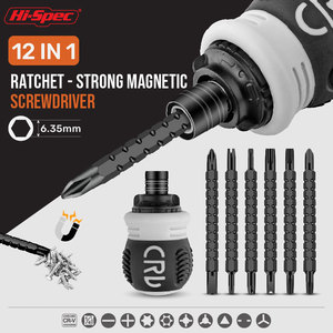 Juego de destornilladores de trinquete de grado DIY multifuncionales 12 en 1 con mango rechoncho cromado y broca de controlador OEM ODM herramientas manuales - Product Image 3