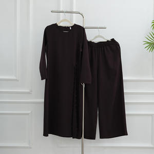 Ensemble élégant et modeste de <span class=keywords><strong>tunique</strong></span> à col rond à manches longues et de pantalon large, longueur au sol, tenue de bureau moderne, tenue décontractée pour le travail - Product Image 6