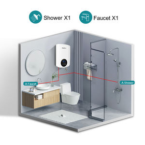 Chauffe-eau électrique instantané domestique 5500W avec pompe, écran tactile LED, chauffe-eau sans réservoir pour salle de bain - Product Image 5