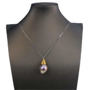 SUERTE, venta al por mayor, colgante de Perla Barroca de agua dulce natural de bobinado de cobre para la fabricación de collares de joyería - Product Image 4