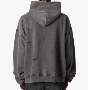 <span class=keywords><strong>Sudadera</strong></span> con Capucha de Estilo Urbano, Lavada al Ácido, 100% Algodón, Vintage, Desgastada, con Logotipo Bordado en 3D Personalizado, Talla Grande para Hombre, Venta al Por Mayor - Product Image 4