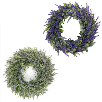 Artificial Greenery Wreaths Decoration Home Plastic Artificial Lavender Garland Wreath With Preserved