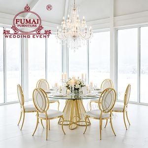 Elegant Banquet Hall Stainless Steel Round Dining <b>Tables</b> for Weddings - Product Image 2