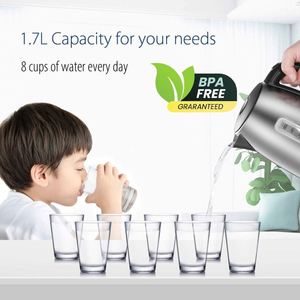 Stainless Steel Electric <b>Kettle</b> 1.7 Liter Tea <b>Kettle</b> Electric & Hot Water <b>Kettle</b> 1500W Fast Boil with LED Light - Product Image 3