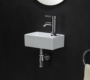 Lavabos pequeños de cerámica Rectangular para pared, lavabos de baño de superficie sólida, <span class=keywords><strong>precio</strong></span> barato - Product Image 4