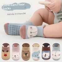 Chaussettes de sol en coton doux pour bébé, antidérapantes, imprimées de dessins animés, imprimées d'animaux, pour bébés garçons, filles, nourrissons, tout-petits