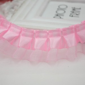 En stock : Ruban de dentelle en organza à double volant de 4 cm, <span class=keywords><strong>40</strong></span> <span class=keywords><strong>yards</strong></span>/paquet pour couture DIY, mariages et coiffes - Product Image 4