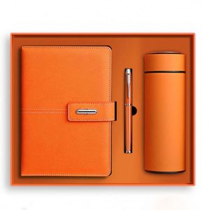 Cuaderno de Cuero PU Naranja Personalizado, Set de Regalo Corporativo, Diario A5, Set de Cuaderno de Negocios de Lujo Promocional al por Mayor con Bolígrafo - Product Image 3