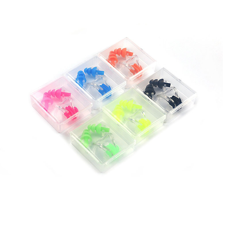 Silicone Nose Clip Earplug Set Waterproof Swimming Earplug Box Diving Nose Clip