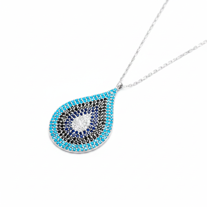Teardrop Design Eye Zircon Pierre Charme Pendentif Turc Fabriqué À La Main En Gros 925 Argent Sterling Bijoux - Product Image 2