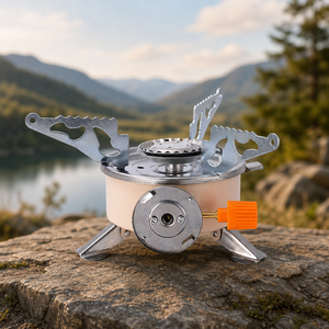 Réchaud à gaz pliable coupe-vent 2800W pour camping, logo personnalisé, emballage compact, petit réchaud portable au butane - Product Image 6