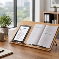 Support de lecture en bois avec pinces pour pages, support de livre de cuisine, présentoir pour la maison, le bureau, la salle d'étude et la cuisine