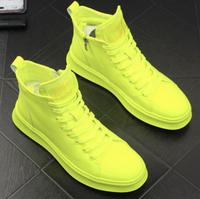 Baskets décontractées à plateforme en cuir verni haut de gamme pour hommes, chaussures de style Mid/High Top adaptées aux étudiants et aux hommes