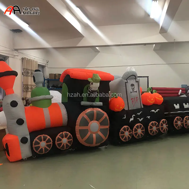 Halloween Inflatable Kerangka Kereta dengan Labu untuk Dekorasi Ruangan