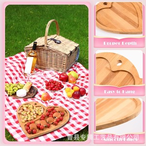 Plateau de service en bambou en forme de cœur, plateau en bois pour le pain, le fromage et les en-cas pour la Saint-Valentin, pour les fêtes de mariage - Product Image 4