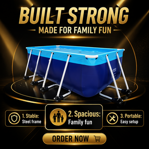 <span class=keywords><strong>Piscine</strong></span> hors sol en PVC haute résistance avec structure métallique, grande <span class=keywords><strong>piscine</strong></span> rectangulaire familiale pour l'extérieur - Product Image 4