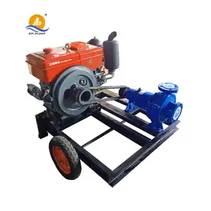 Cast Iron Portable Large Diameter 4inch Movable Diesel Engine Pulley Driven Farm Irrigation Water Pump